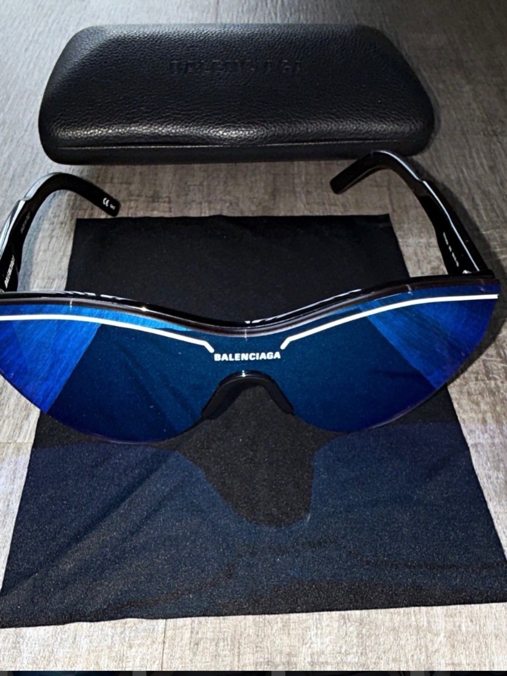 Balenciaga Shield Sunglasses in Blue and Black
